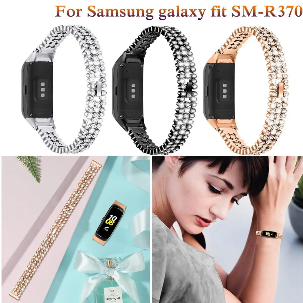 

Replacement Stainless Steel Wrist band Rhinestone For Samsung Galaxy Fit sm-R370 fashion classic Watch Strap Bracelet WatchBands