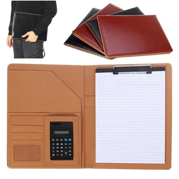 

Black A4 Executive Conference Folder Portfolio PU Leather Document Organizer with Calculator Note Pad Office School Accessories