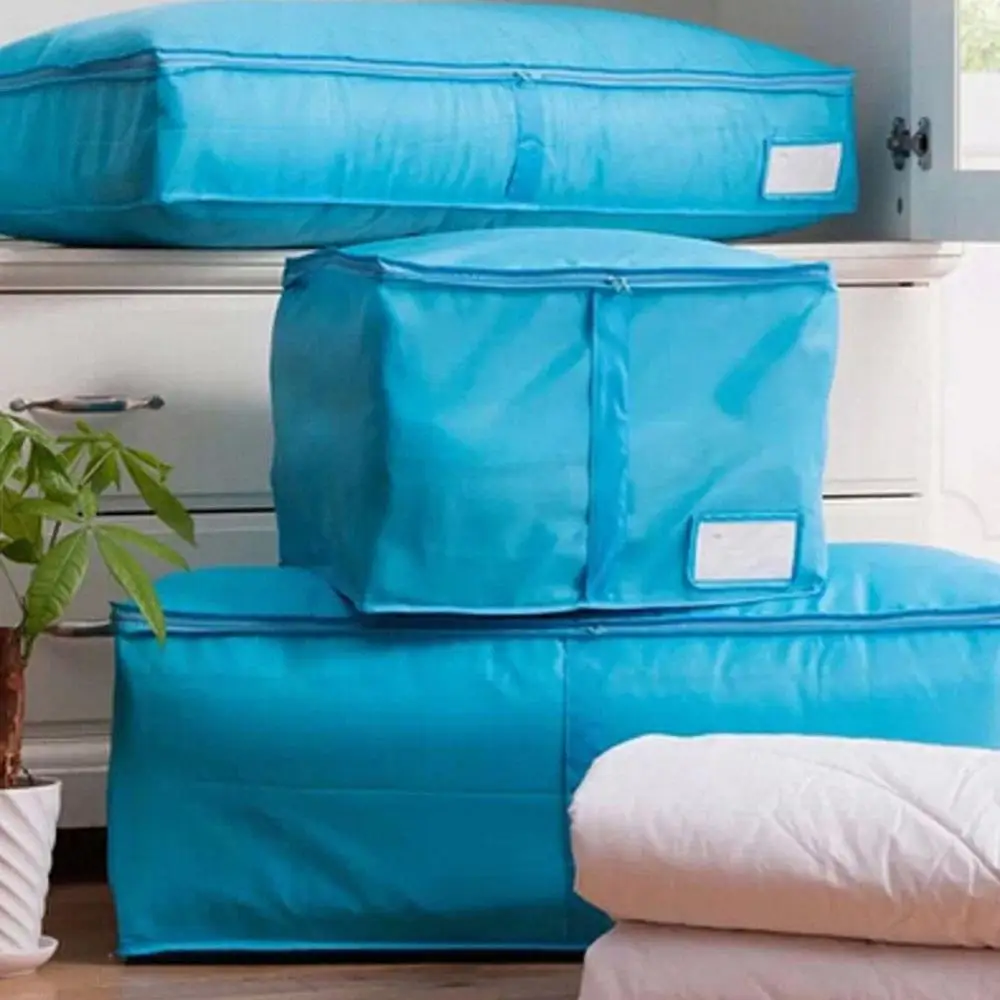 Сумка на Молнии постельные принадлежности одеяло Органайзер Одеяло сумка для хранения одежды полиэфирные подушки сумка для одеяла ручки Одежда Органайзер контейнер - Цвет: Blue
