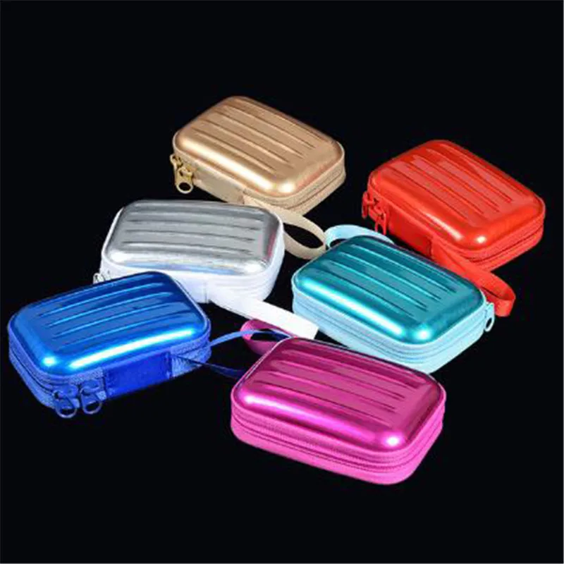 

Mini Wallets Tin Plate Zipper Earphone Box Bags Tinplate Coin Purse Cute Case Kids Gifts Boys Square Key Case