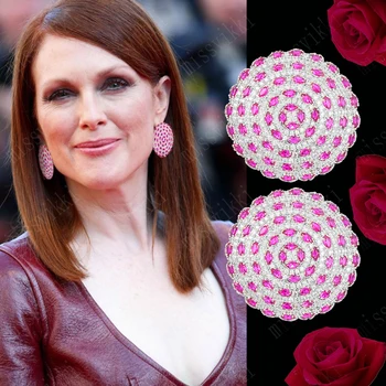 

missvikki Luxury Big Round Stud Earring for Bridal Wedding Women Girl Charm Jewelry Stage Show Party Accessories Fashion Jewelry