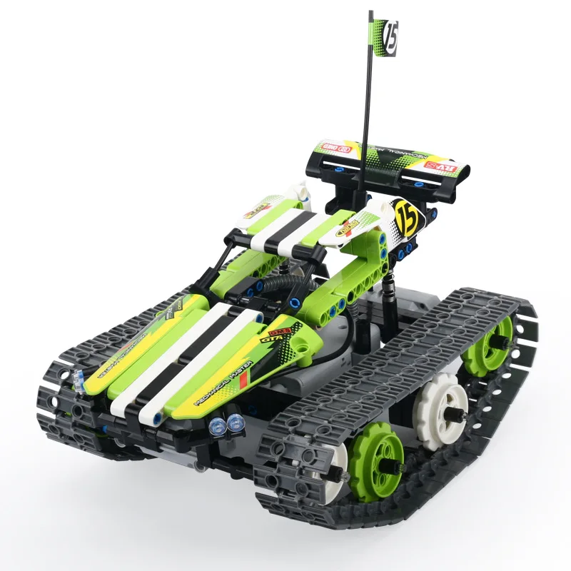 

QIHUI 8015 Building Blocks Remote Control Car Stunt Car Electric Remote Control Assembly Inserted Building Blocks Model Educatio