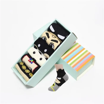 

Hot sale! women socks cotton gift box 6pairs/pack comfortable cartoon short sock ladies and woman's funny animal socks set