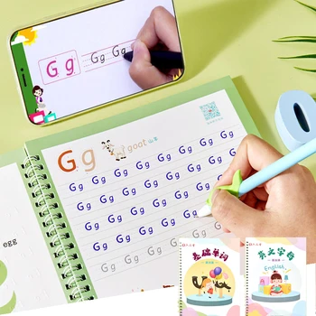 

New 2 Book/Set Reusable Children'S English Copybook For Children To Practice Vocabulary Hengshui Body English Exercise Book Gift