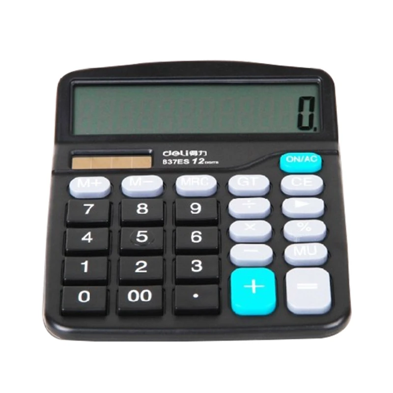 

Black 12 Digit Large Screen Calculator Fashion Computer Financial Accounting Electronic Calculator Big Display