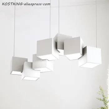 

Minimalist Magic Cube Chandelier Living Room Iron Lustre Pendente Lamp Nordic Modern Bedroom Study Room Bar Lighting Lamparas