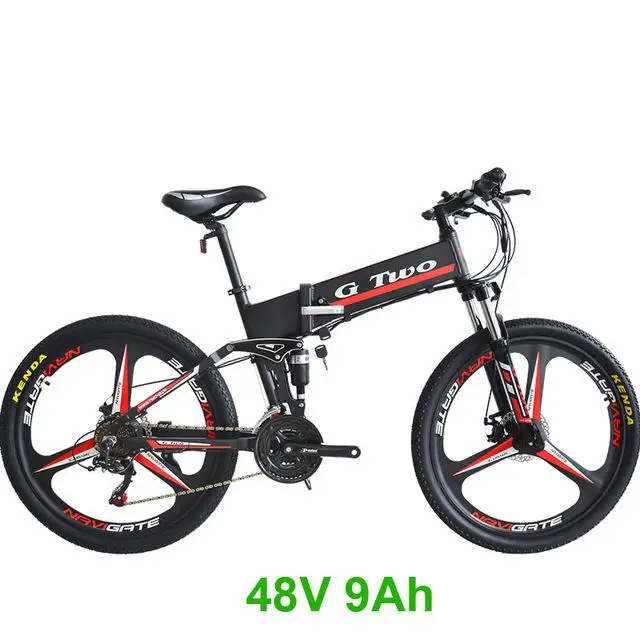 Black 9Ah B 26 дюймов Электрический горный велосипед 350 Вт 48 в Скрытая литиевая батарея 21 скорость складной электрический скутер велосипед с двойной подвеской - Цвет: Black 9Ah B