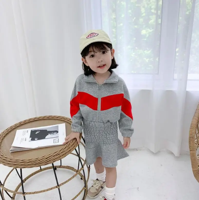 Коллекция года, платье в Корейском стиле для девочек в стиле пэчворк Модные осенние хлопковые платья для девочек 1-6 лет, PZ630