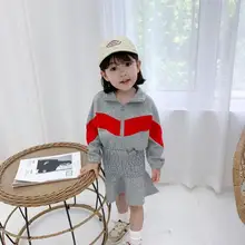 Коллекция года, платье в Корейском стиле для девочек в стиле пэчворк Модные осенние хлопковые платья для девочек 1-6 лет, PZ630