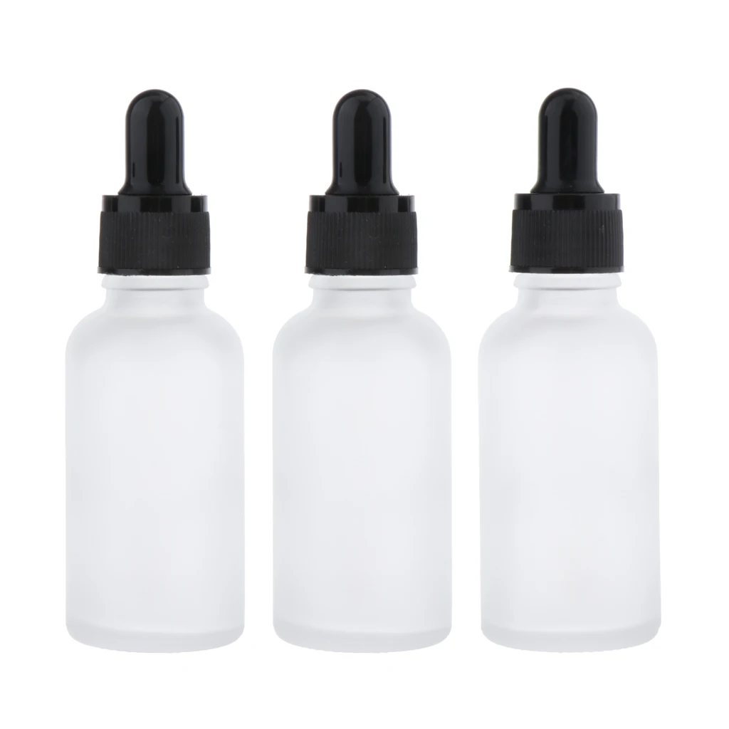 3Pcs Empty Eye Dropper Bottles Essential Oils Dispenser Perfume Glass Liquid Pipette Vials 30ml