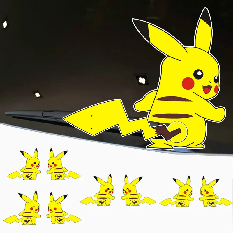 

Creative PIKACHU Car Sticker Pikachu Waving His Tail Cover Scratches Waterproof Bumper Window Windshield Pvc 20cm X 30cm
