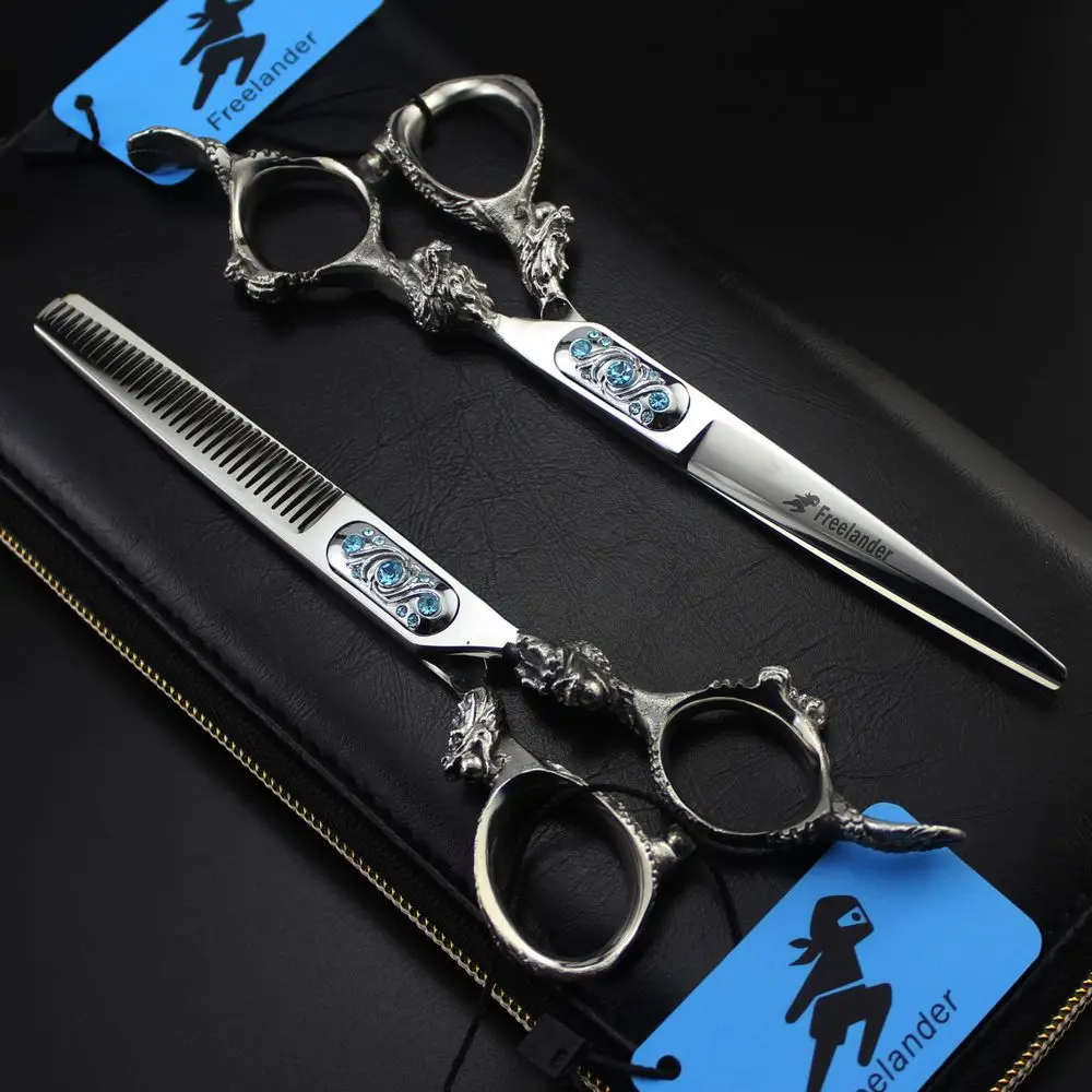 

Salon Hairdressing Scissors Japan 440C Steel Professional 6 Inch Craft Dragon Hair Cutting Thinning Scissors Set