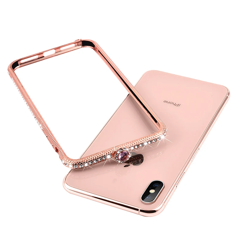 Для iPhone 11 Pro Max бампер чехол Xr Xs Max 8 7 6 6s Plus Роскошный Королевский Блестящий металлический бампер с бриллиантами Женские Стразы