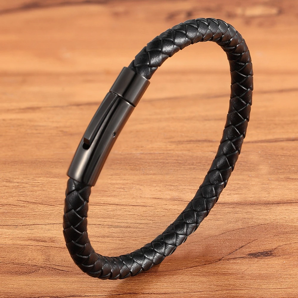 Bracelet Jewelry Stainless Steel Braided Bracelets For Women Men Genuine Leather Bangles Special Birthday Party Jewelry