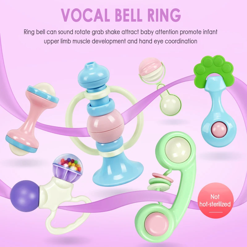 Hot Sale 10PCS/set baby Teether Baby Rattles Grasping Grab Toy Infant Chew Toys DIY Baby Teething baby dental care Accessories