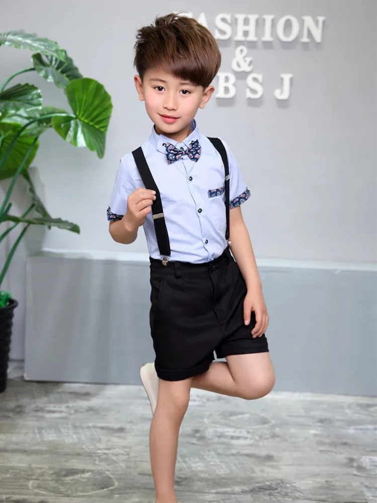 New Style Children Crawler Suspender Pants Performance Speech Wedding ban tong BOY'S Shirt
