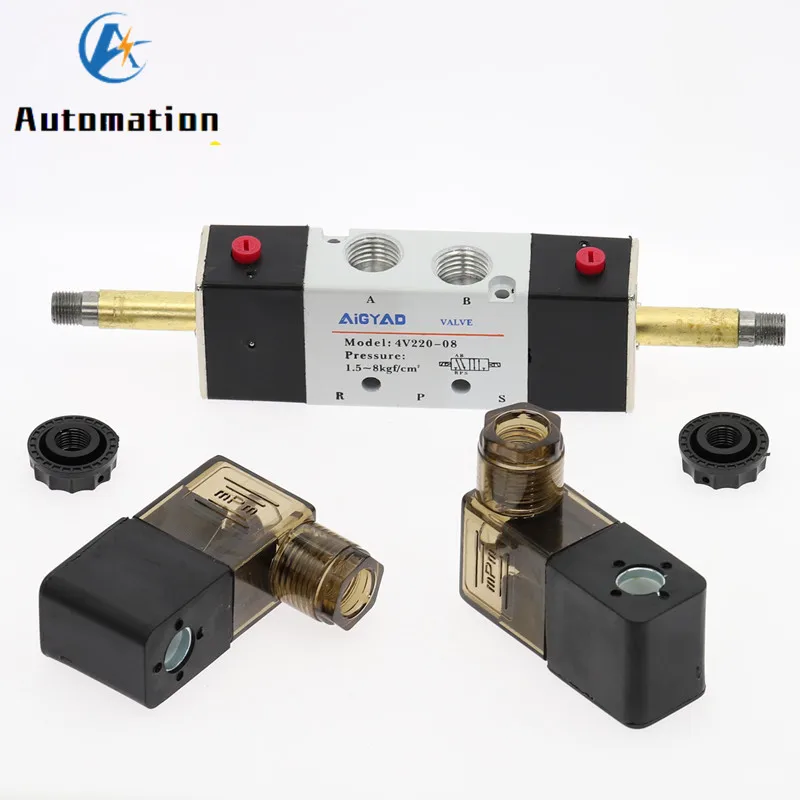 Baomain 6 Station Solenoid Valve Manifold, 24V DC 5 Way 2