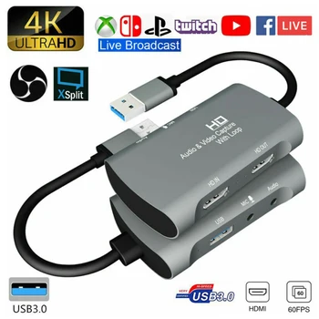 

USB3.0 HDMI Video Capture Card HD 1080P 4K HDMI To HDMI Video Capture Board Game Record Video Recording Live Streaming Broadcast