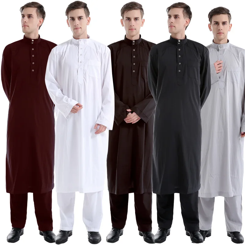 Roupão muçulmano masculino, trajes para homens, roupa