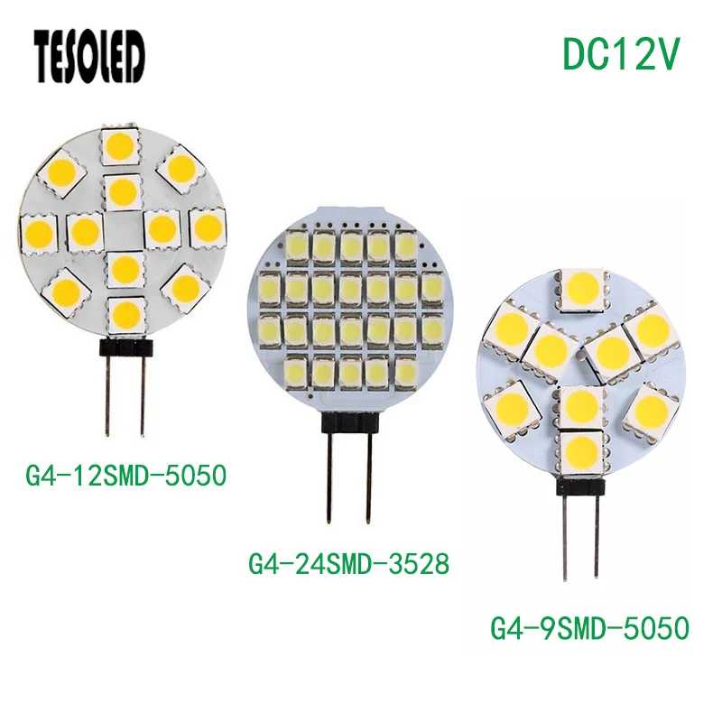 Светодиодная лампа DC12V G4 светодиодная плоская кристальная 6/9/12/15/24SMD белый/теплый