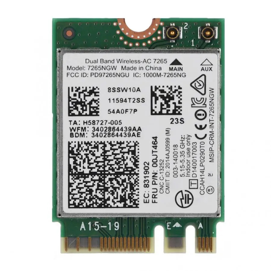 Сетевая карта для ноутбука Intel Двухдиапазонная Беспроводная-AC 7265 Двухдиапазонная беспроводная сетевая карта 867 м+ сетевая карта Bluetooth 4,0