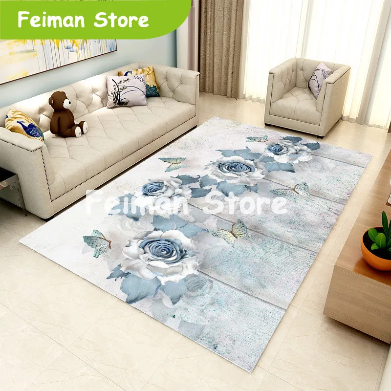 

Chinese Style Flower Art Living Room Carpet Bedroom Anti-slip Large Rug Floor Mat Kids Kitchen Carpets Area Rugs