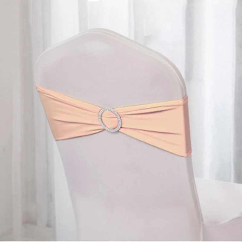 champagne Stretch Wedding Chair Cover Band With Buckle Slider Sashes Bow Decorations Weddings Events&Party Banquet Decoration Wholesale - Цвет: champagne