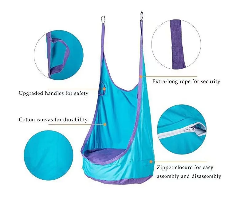 2022 New Arrival  Cartoon Zoo Pattern Outdoor Children Hammock  Furniture Swing Chair Indoor Hanging Seat Child Swing Seat