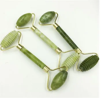 

Hot 100pcs/lot Double Head Spiked Shape Facial Crystal Quartz Roller Jade Stone massager Face-lift Slimming Body Head Neck