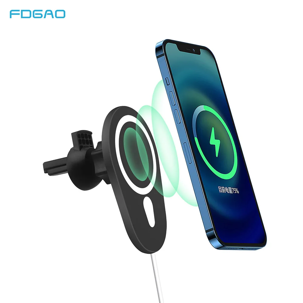 15W Magnetic Wireless Car Charger for iPhone 12 Pro Max Mini 11 XS XR X 8 Samsung S21 S20 S10 Phone Holder Fast Charging Station