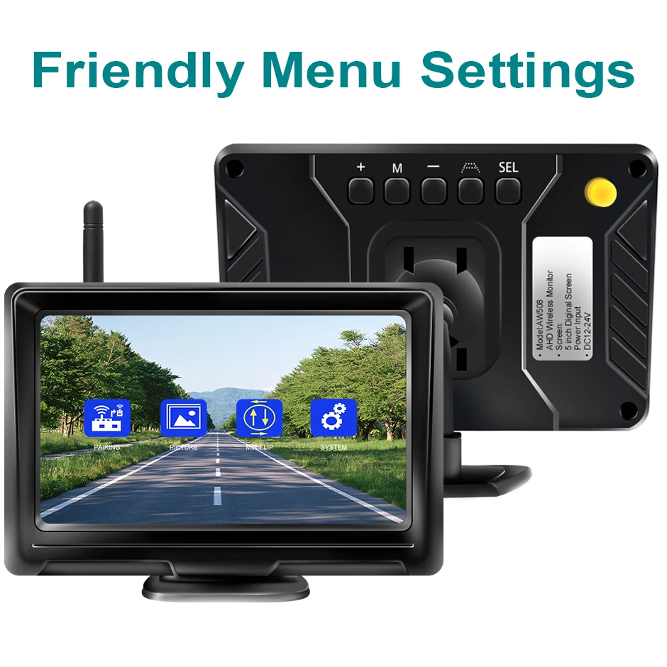 1080P Wireless IPS 5 Inch Car Monitor Rear View Reverse Camera Driving Kit with Stable Digital Signal Auto Parking GreenYi car rear view camera car parking monitor