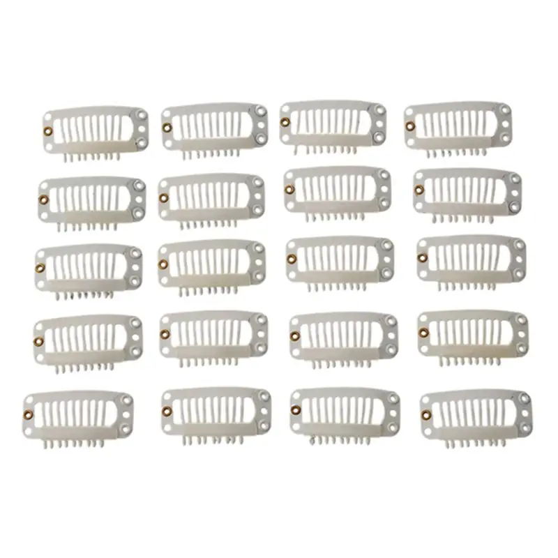 

20pcs creamy-white Nine-tooth Clip for hair extension snap clip for DIY use(creamy-white) 32MM L