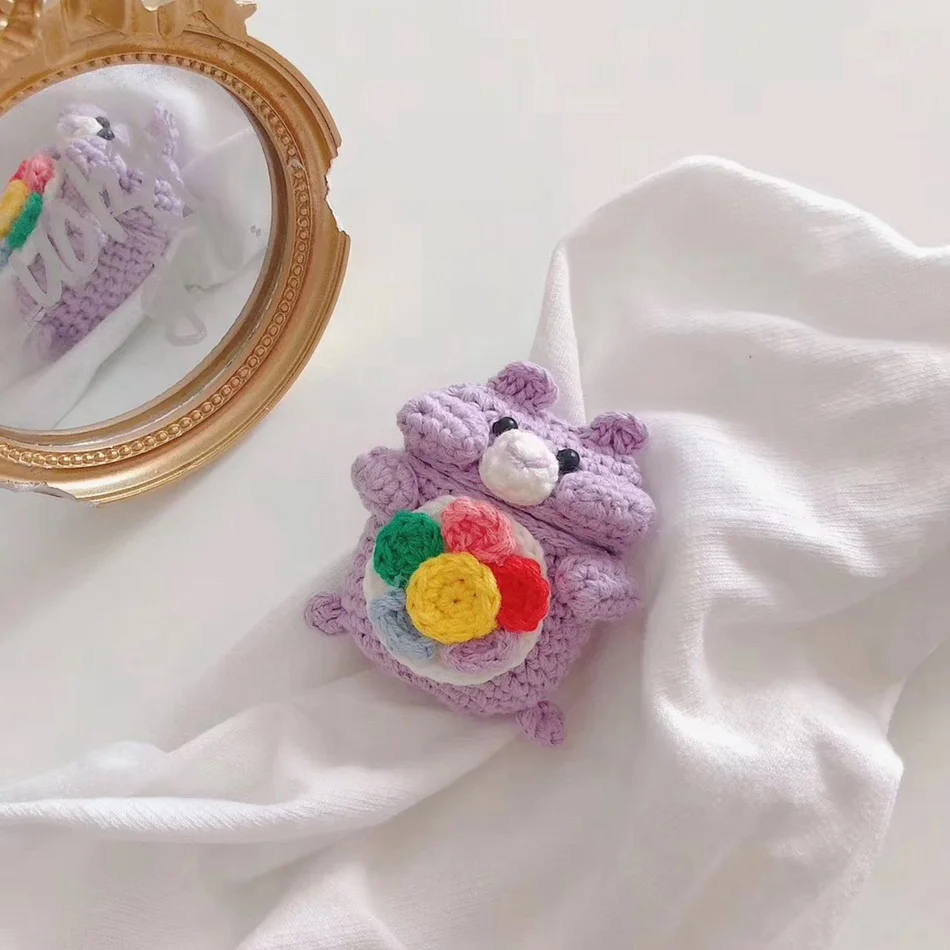 3D Cute Earphone Case for Airpods Case Cartoon Knitted plush Cover for Apple Airpods 2 Case Teddy Dog Rabbit Earpods Accessories