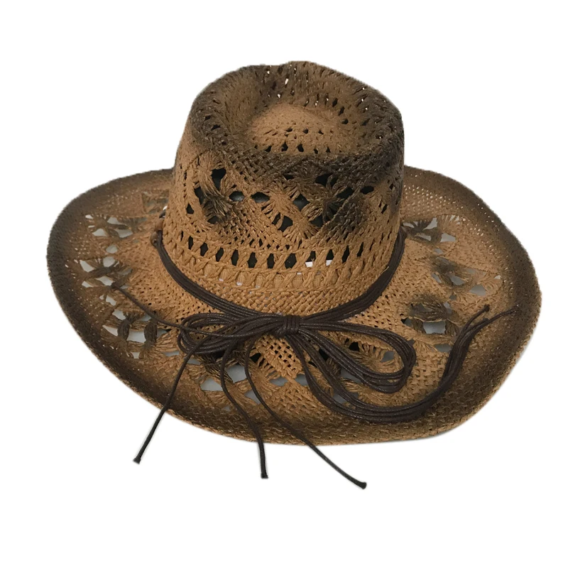 YY 3 цвета Популярные ковбойские кепки летние полые соломенные шляпы от солнца мужские джаз шляпа с бисером ручной работы Женская дышащая пляжная шляпа CM19019