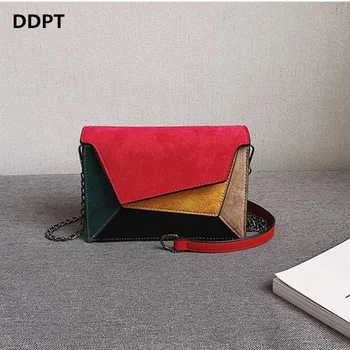 

DDPT Retro Matte Patchwork Crossbody Bags for Women Messenger Bags Chain Strap Shoulder Bag Lady Small Flap criss-cross Bag