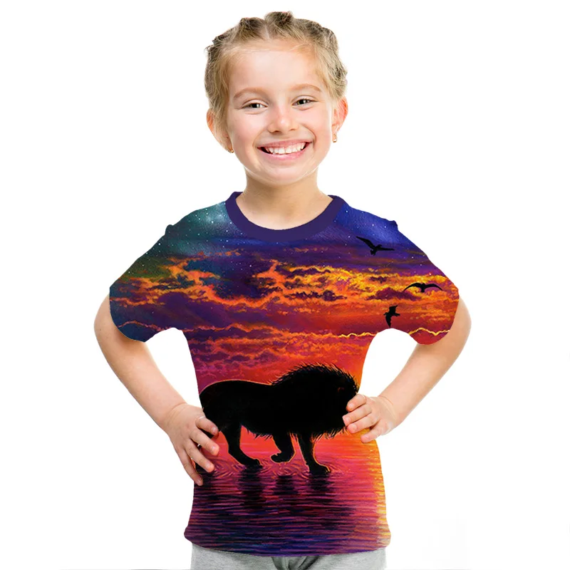 2019 Детские футболки, наряд для родителей и ребенка, для мальчиков и девочек 3D Тигр orWolf футболки с изображением Льва бейсболка хип-хоп