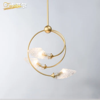 

Nordic Iron LED Pendant Lamp Lighting Modern Glass Creative Flower Pendant Lights Bedroom Study Hotel Living Room Hanging Lamp