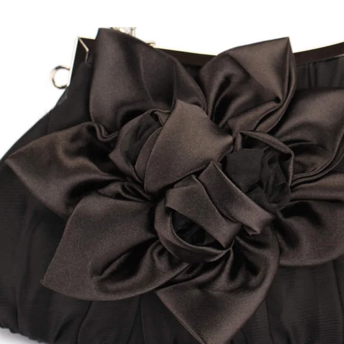 Women's Flower Prom Party Evening Handbag Clutch Bag Wedding Satin Package-OPK