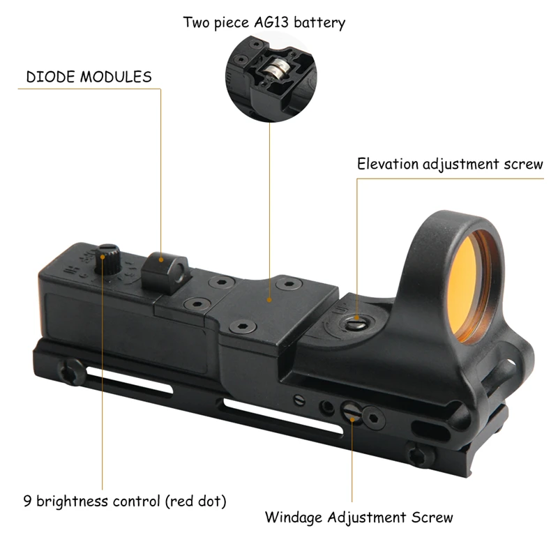 Description Picture 6 of itemC-MORE Red Dot Scope EX 182 Element SeeMore Railway Reflex CMORE Red Dot Sight Aluminum 20mm Picatinny Rail Optics Hunting Scope