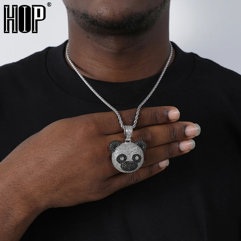 

Hip Hop Panda Shape Pendant Iced Out Bling Cubic Zircon AAA+ CZ Necklaces & Pendants For Men Jewelry With Solid Back