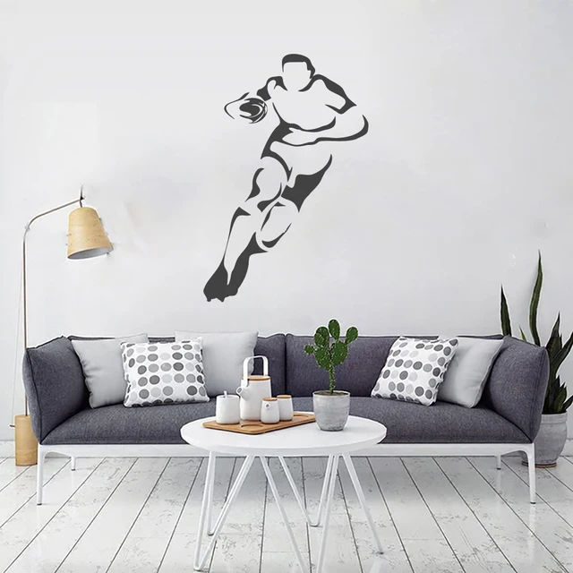 Abstract rugby player wall sticker teen boy room america football sport running wall decal playroom kids
