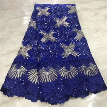 

Royal Blue Milk Silk Lace African Lace Fabric High Quality French Tulle Lace Fabric Nigerian Lace Fabric For Wedding Dress