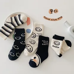 5Pairs Children's Socks and Lovely Cartoon Bear Striped Socks Combed Cotton Private  Comfortable Non-slip Socks Warm