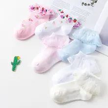 Кружевные носки принцессы для девочек, женские носки из чесаного хлопка, сетчатые детские носки, женские колготки для танцев, белые тонкие носки