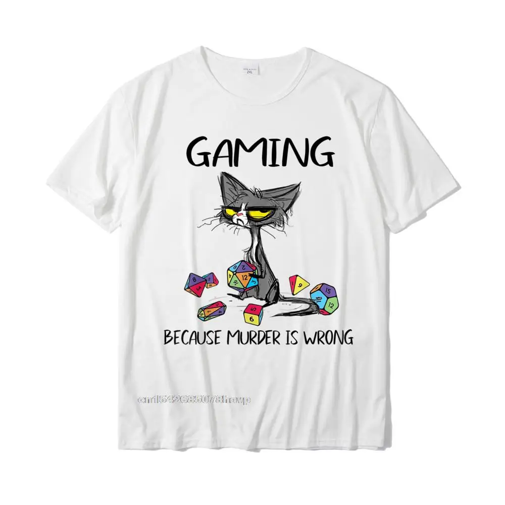 Simple Style Tshirts for Students Gift Autumn Tops & Tees Short Sleeve Funky Custom T Shirt O-Neck Pure Cotton Gaming Because Murder Is Wrong Funny Cats Lovers Gamer Tee T-Shirt__2469. white