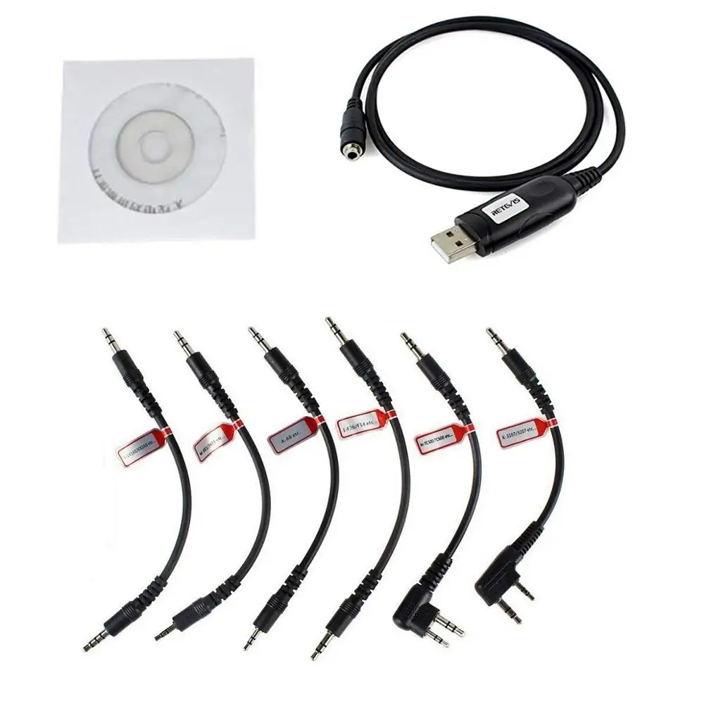 Черный Retevis 6 в 1 USB Программируемый кабель адаптер для Motorola HYT ICOM BAOFENG PUXING KENWOOD YAESU радио