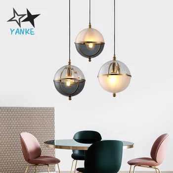 

New Restaurant Chandelier Nordic Ball Three-Head Bar Counter Small Droplight Modern Simple Creative Personalized Bedside Lamp