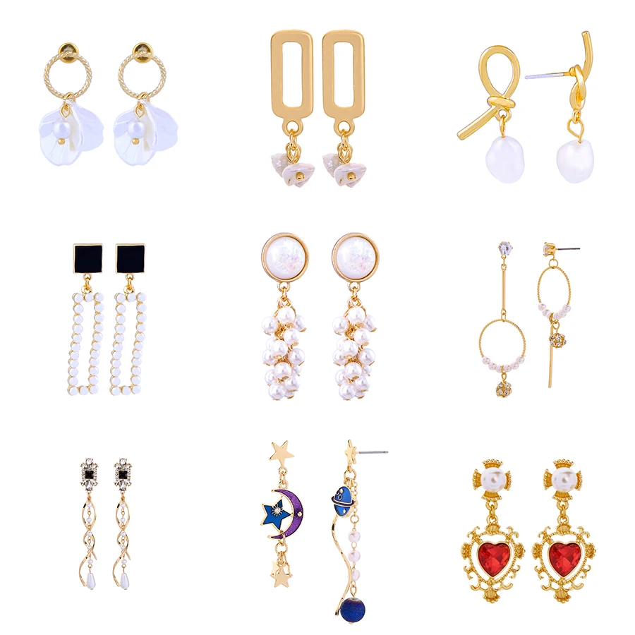 

Delicate Pearls Drop Earrings Special Price Gold Color Earrings Collection For Women Fashion Jewelry Crystal Personalized New