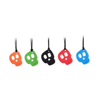 

5PCS Skull Chew Necklace Baby Silicone Teether Sensory Chewelry Toy Autism Therapy Tool Special Needs ADHD