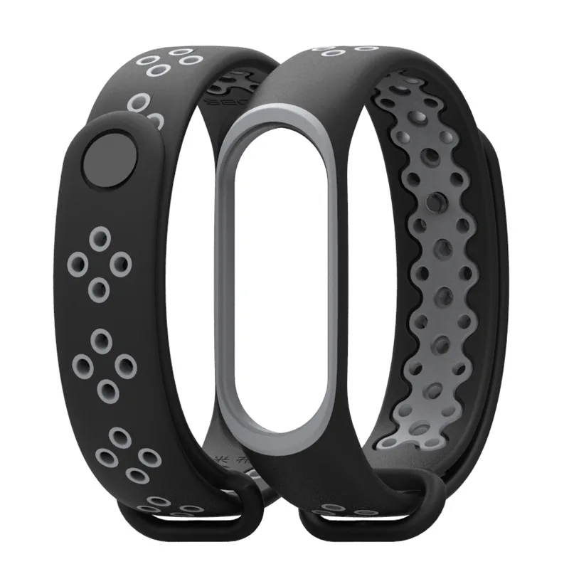 Black grey Спортивный Браслет mi Band 3 4, ремешок на запястье для Xiaomi mi band 3, спортивный силиконовый браслет для mi band 4 3 Band 3, смарт-браслет mi band 3 ремешок браслкт к фитнес часам хиоми 4 ремешок для xiaomi mi 4 бр - Цвет: Black grey